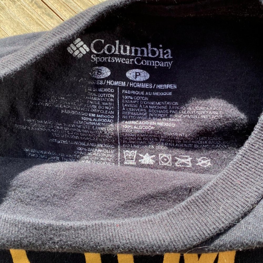Columbia Sportswear Small Graphic T Shirt Black &Yellow Short Sleeve Lightweight - Picture 6 of 7